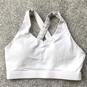 White sports bra criss cross back